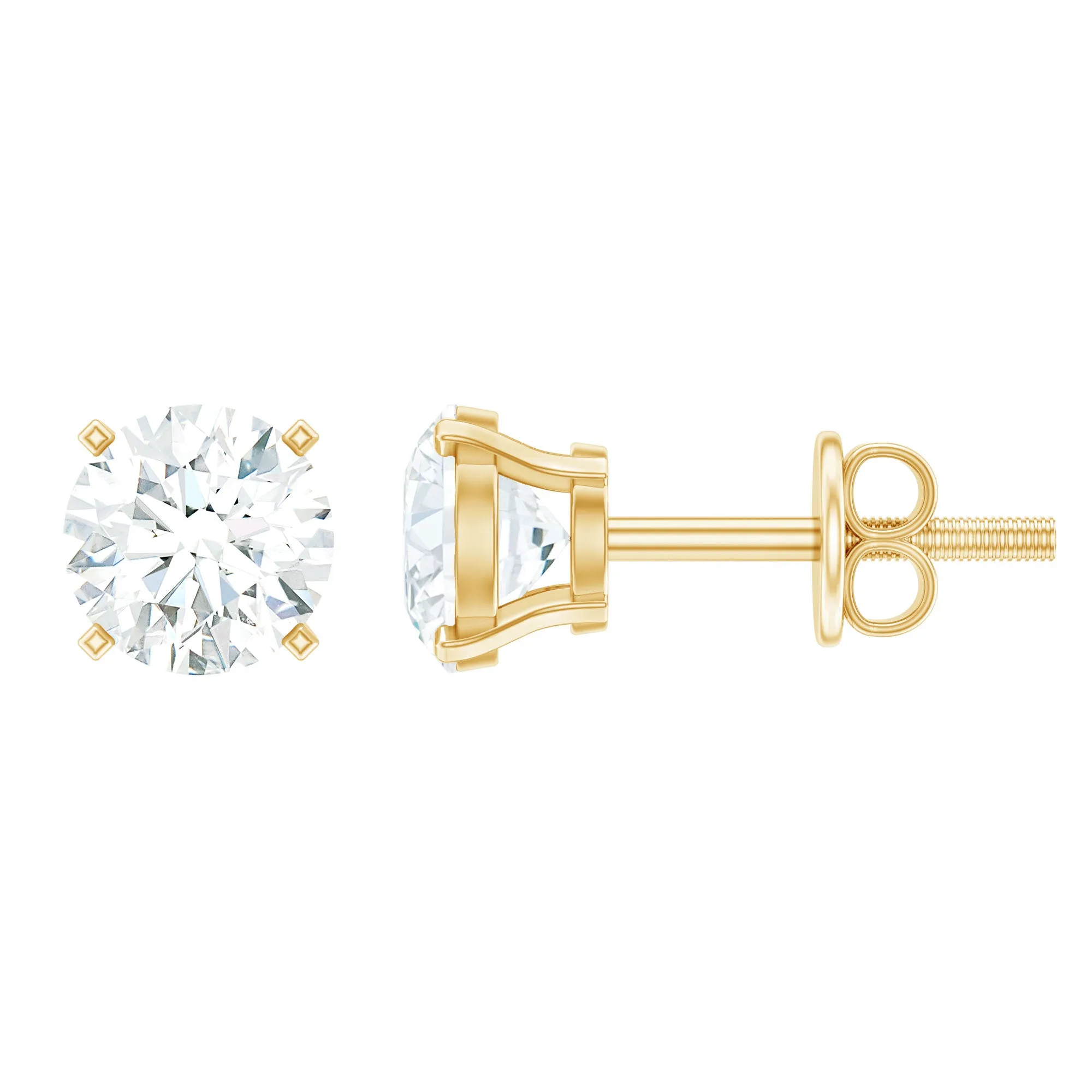 Round Lab Grown Diamond Solitaire Stud Earrings