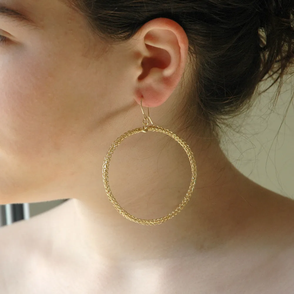 Salsa Gold Hoop Earrings , Wire Crochet Jewelry , Gypsy Soul , Fashion Jewelry