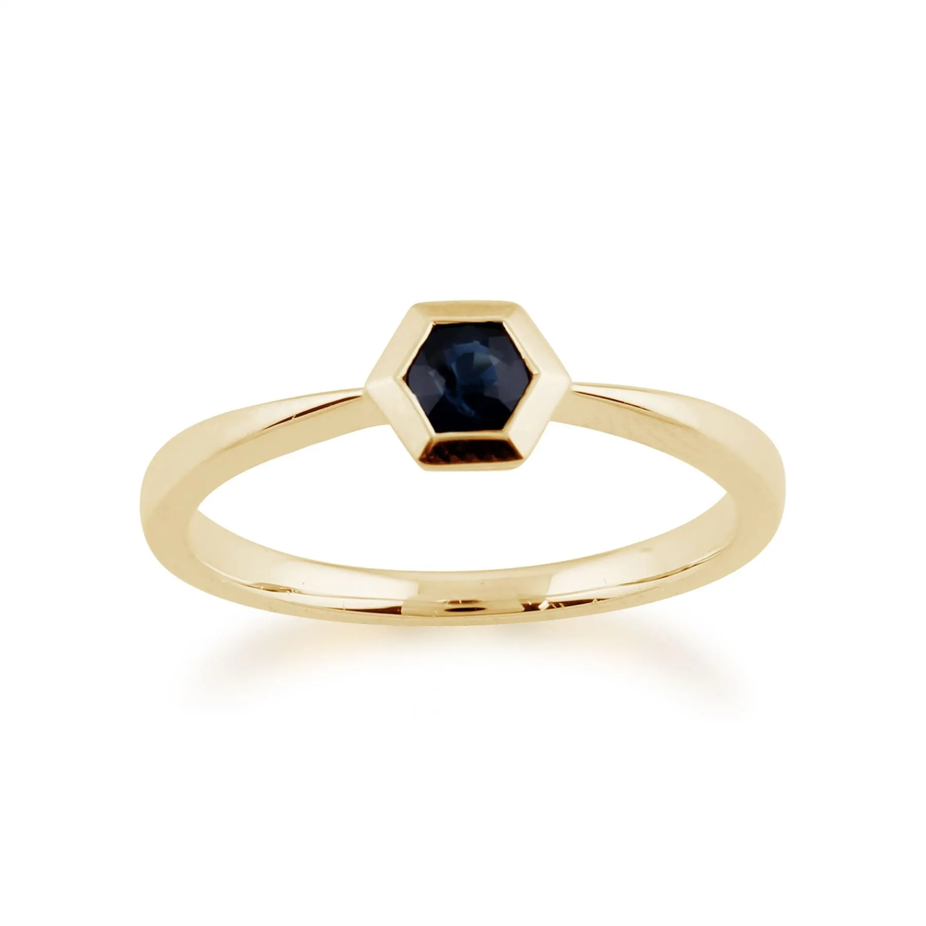 Saphir Ring, 9 Karat Gelbgold 0.27ct Kt Saphir Hexagon Ring