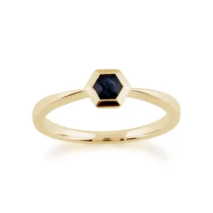 Saphir Ring, 9 Karat Gelbgold 0.27ct Kt Saphir Hexagon Ring