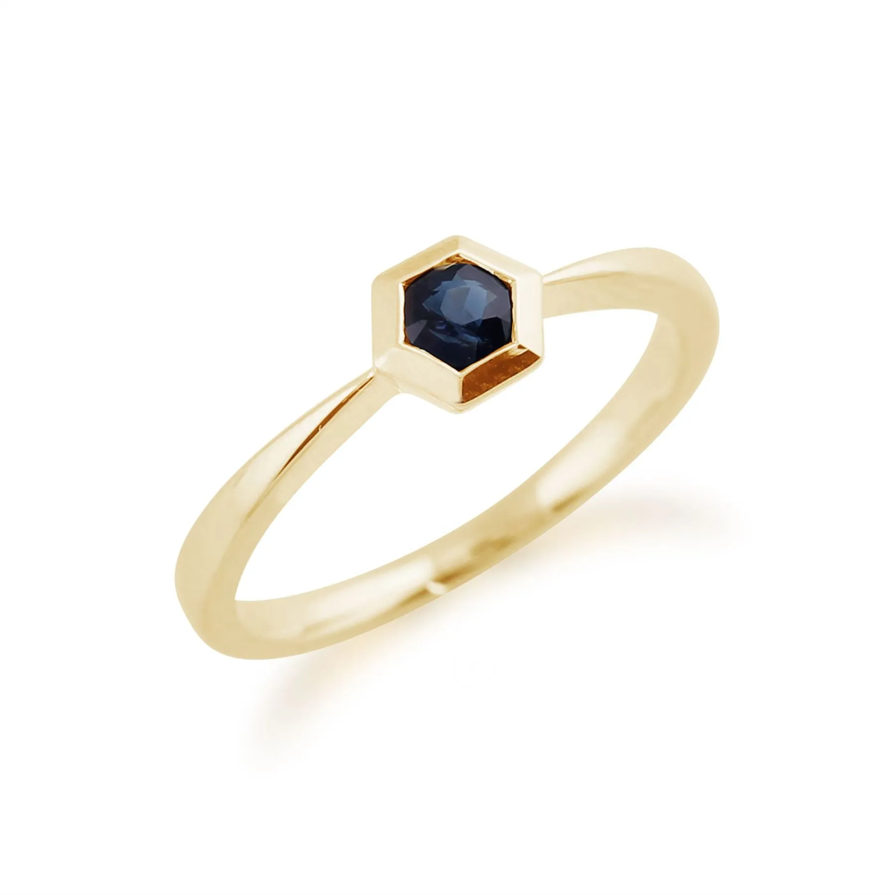 Saphir Ring, 9 Karat Gelbgold 0.27ct Kt Saphir Hexagon Ring