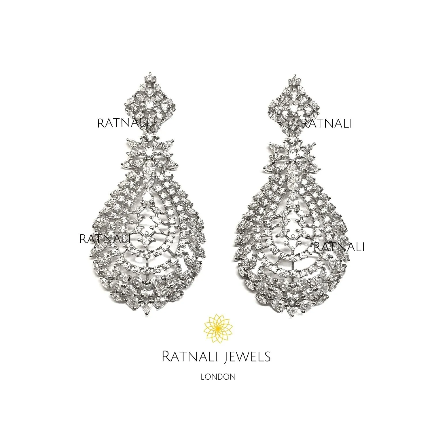 Selene | Simulated Diamond Chandelier Earrings in Real Silver