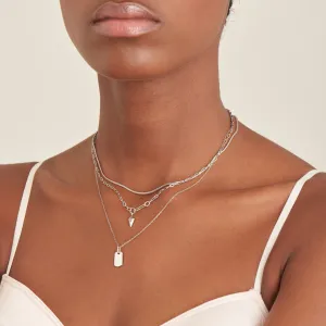 Silver Sparkle Drop Pendant Chunky Chain Necklace