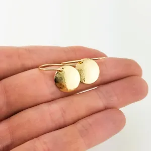 Solid 14k Gold Domed Disc Earrings