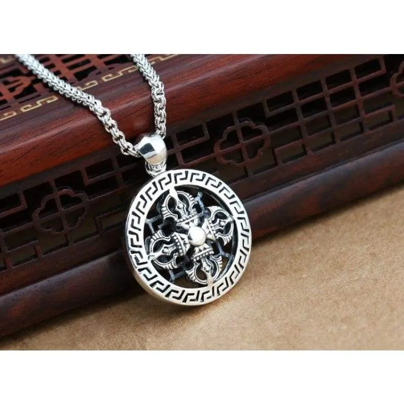 Solid 925 Sterling Silver Vintage Cross Medallion Pendant for Necklace Gothic Sterling Silver 925 Jewelry