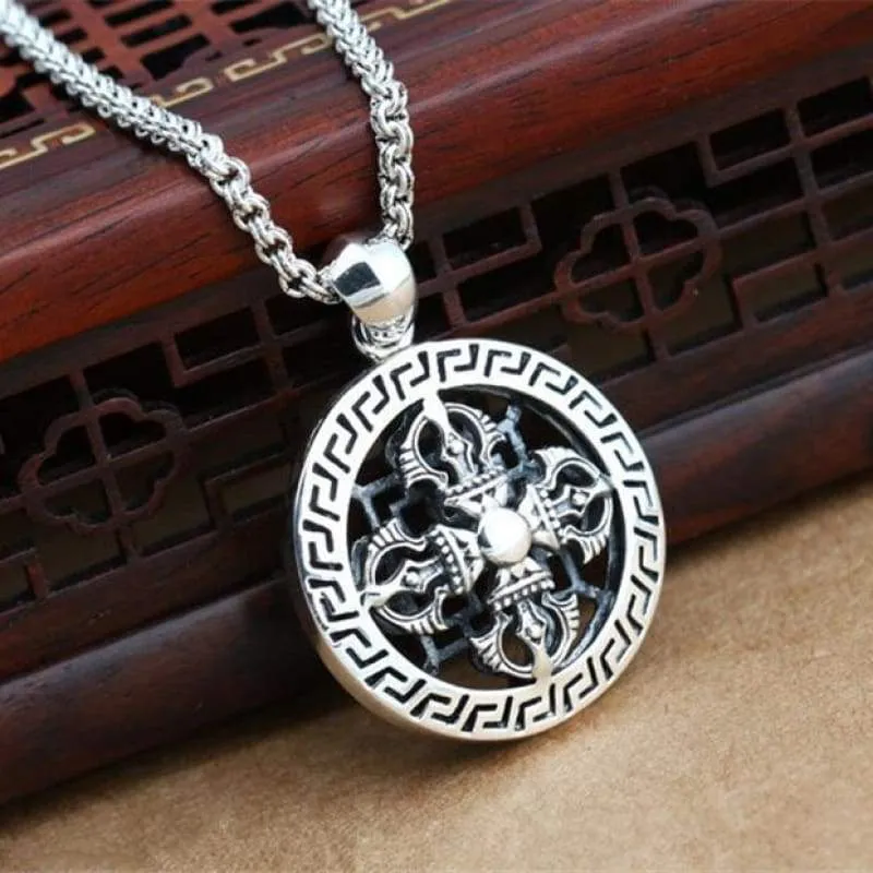 Solid 925 Sterling Silver Vintage Cross Medallion Pendant for Necklace Gothic Sterling Silver 925 Jewelry