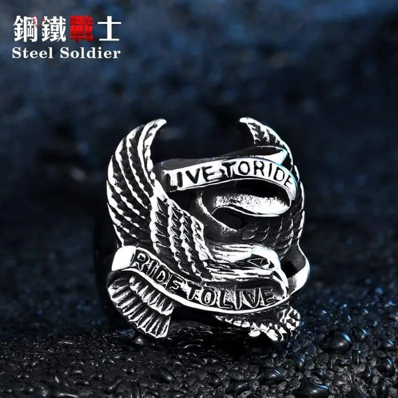 steel soldier new arrival stainless steel eagle men ring fashion hot sale jewelry