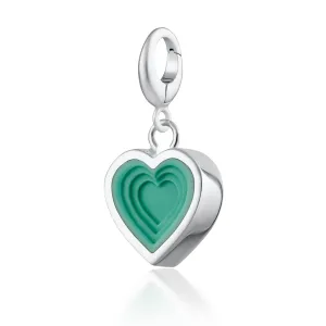 Sterling Silver Geometric Turquoise Heart Charm