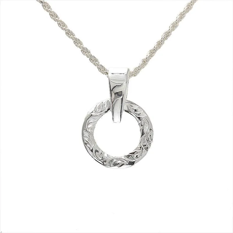 Sterling Silver Hawaiian Scroll Circle Pendant (S/L) (Chain Sold Separately)