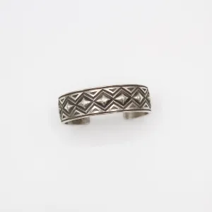 Sterling Silver Stamped Diamond Cuff by Calvin Martinez