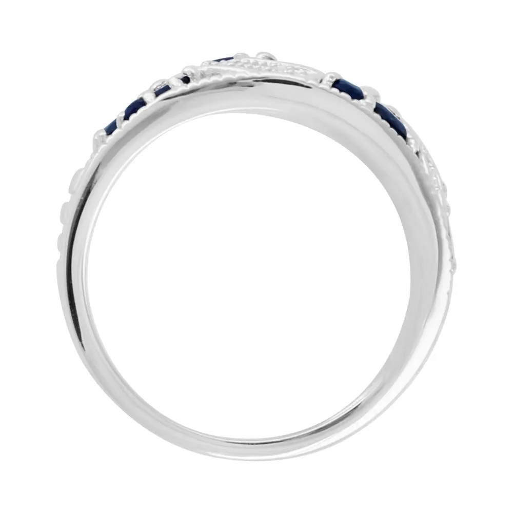 Sterlingsilber 1.27ct Kt natürlich blauer Saphir & Diamant klassisch Kleid Ring