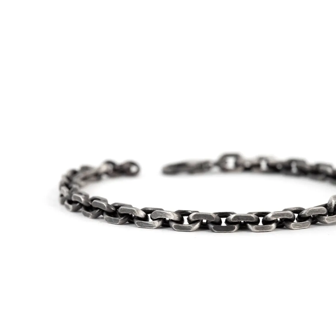 Thick Cable Link Men's Chain Bracelet 5mm Oxidized Silver 7.5 to 9 inch