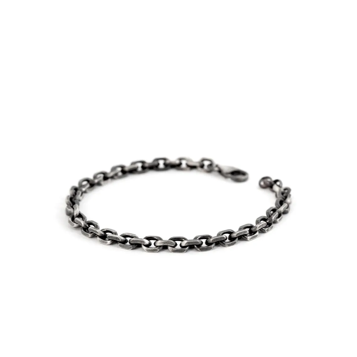 Thick Cable Link Men's Chain Bracelet 5mm Oxidized Silver 7.5 to 9 inch