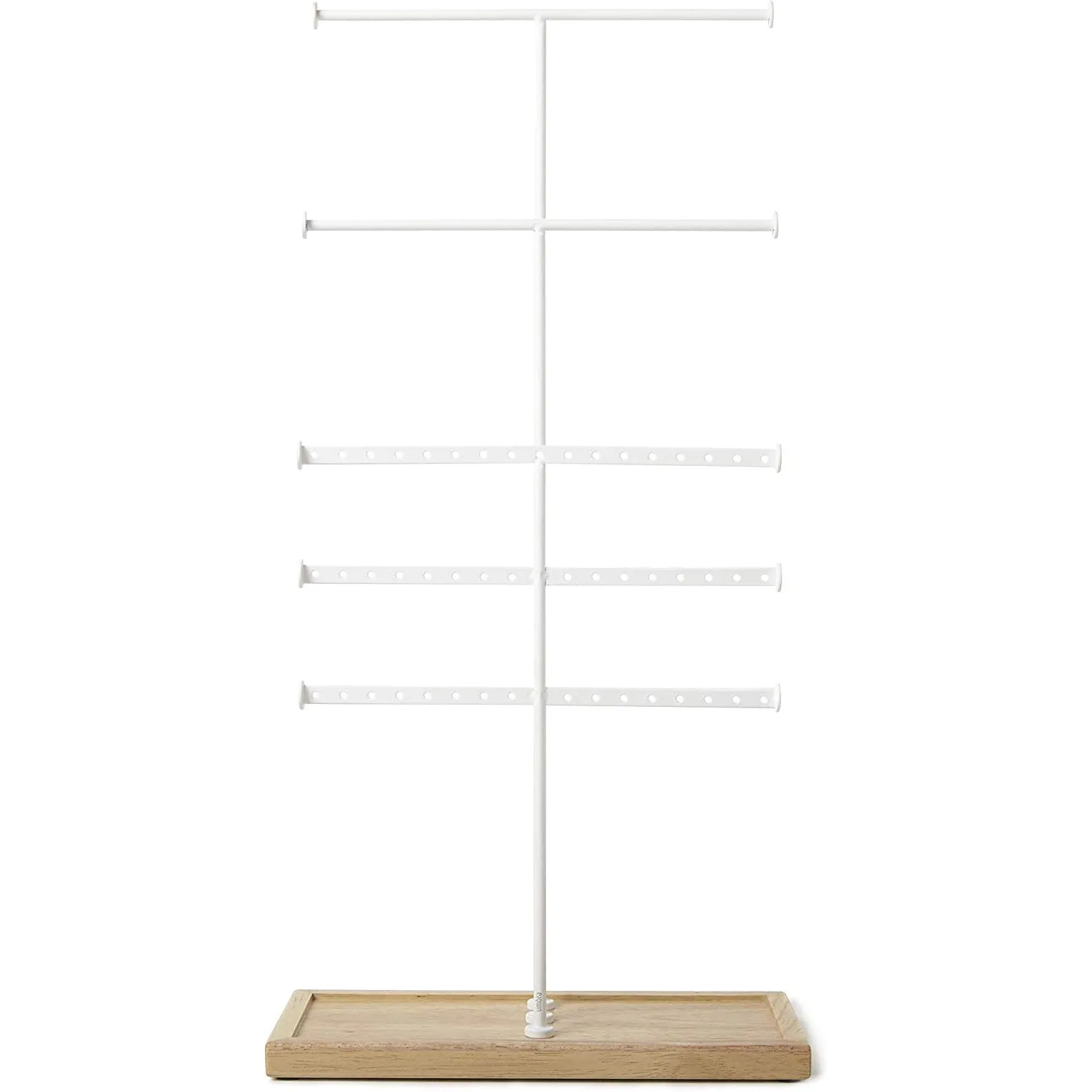 Umbra Trigem 5 Tiered Jewelry Organizer Freestanding Display with Base, White-Natural