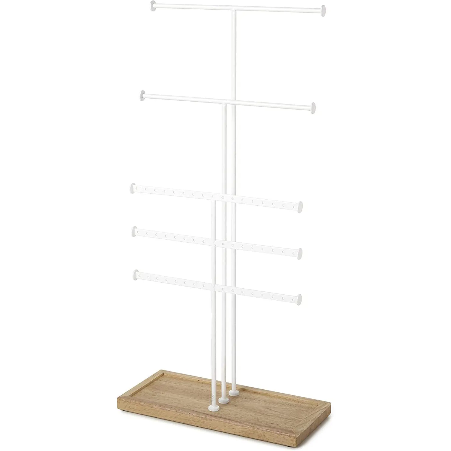 Umbra Trigem 5 Tiered Jewelry Organizer Freestanding Display with Base, White-Natural