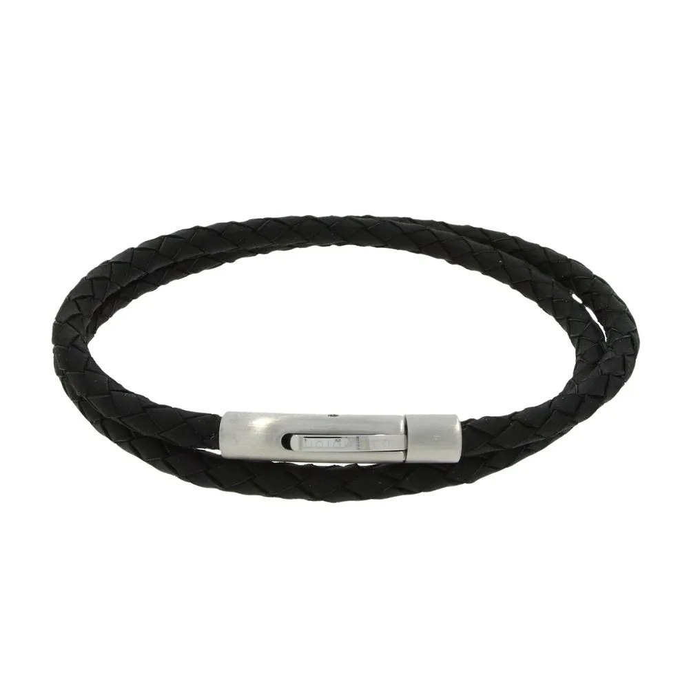 Unique & Co Black Leather Mens Bracelet B511BL-19