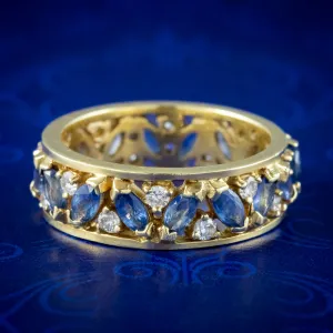 Vintage Sapphire Diamond Eternity Ring 0.84ct Sapphire