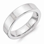 Vitalium Brushed Finish 6mm Flat Wedding Band Ring