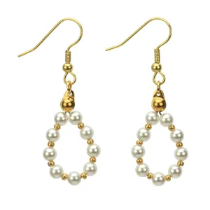 White Pearl Gold Hoop Earrings