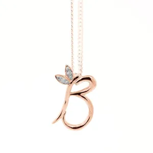 Winged Initial Necklace - 18ct Rose Gold