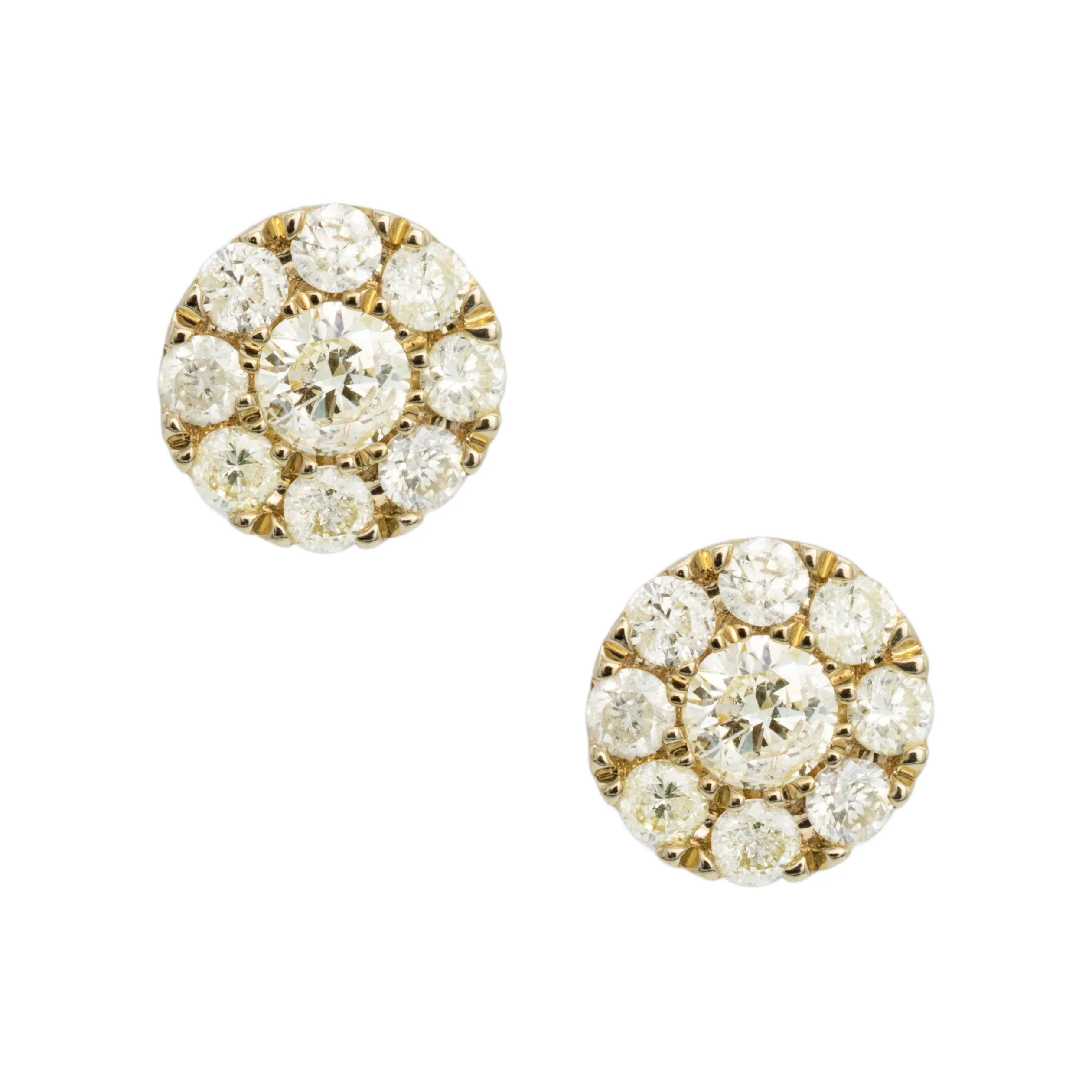 Women's Flower Cluster Diamond Stud Earrings 0.55ct 10K Yellow Gold